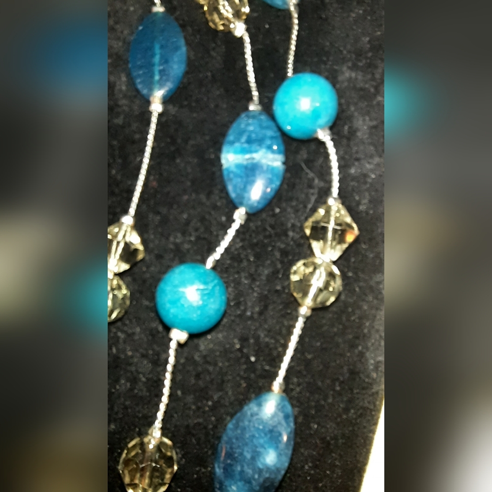 Talbots Three Layer Multistrand Illusion Blue Bea… - image 7